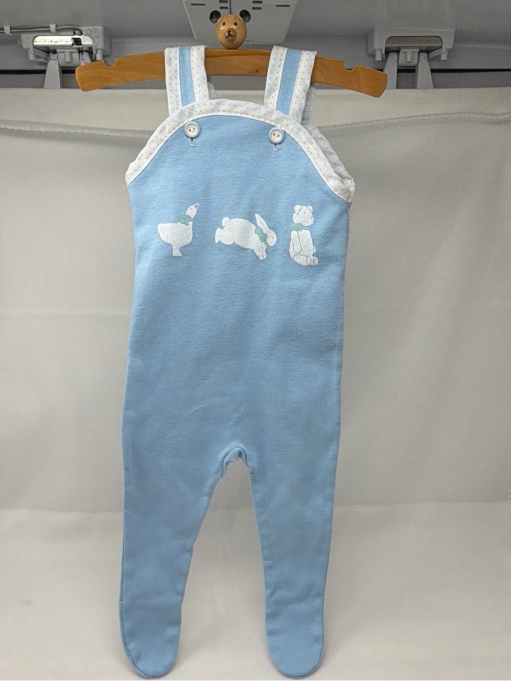 Vintage Sweet Potatoes Baby Blue Footed Romper Size s 0-3 Months